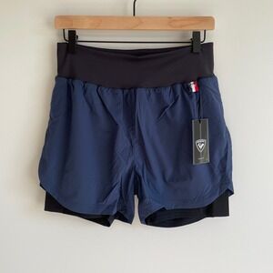 Rossignol Womens Trail Shorts Dark Blue Built-In Liner Size M Running Hiking New